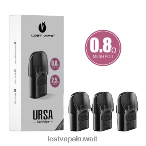 Lost Vape سعر F2T0B8123 | Lost Vape URSA القرون البديلة | 2.5 مل (3 عبوات) أسود 0.8 أوم
