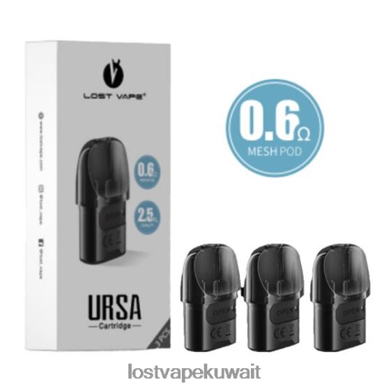 Lost Vape Quest سعر F2T0B86 | Lost Vape URSA القرون البديلة | 2.5 مل (3 عبوات) أسود 0.6 أوم