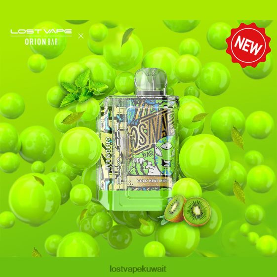 Lost Vape Wholesale F2T0B889 | Lost Vape Orion شريط يمكن التخلص منه | 7500 نفخة | 18 مل | 50 ملغ نعناع الكيوي الذهبي