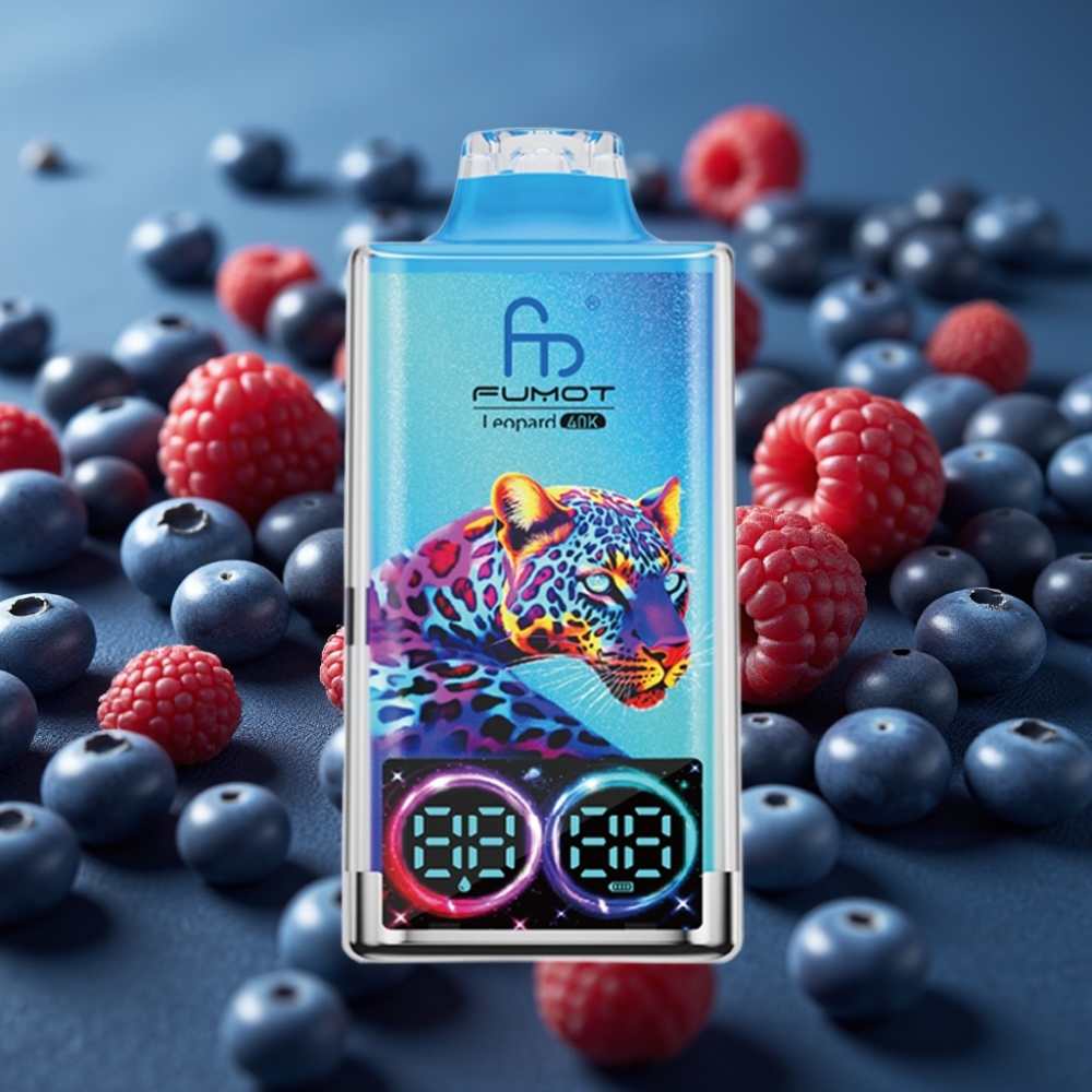 Fumot Leopard 40000 بخاخ مزاجي توت أزرق وتوت العليق بشاشة رقمية وبطارية 700mAh