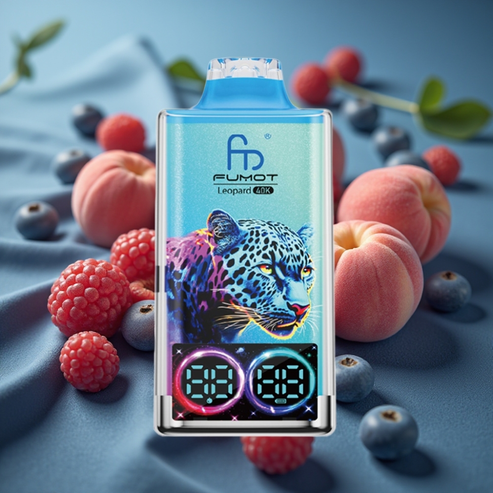Fumot Leopard 40000 نفحة بخاخة يمكن التخلص منها بنكهة خوخ وتوت