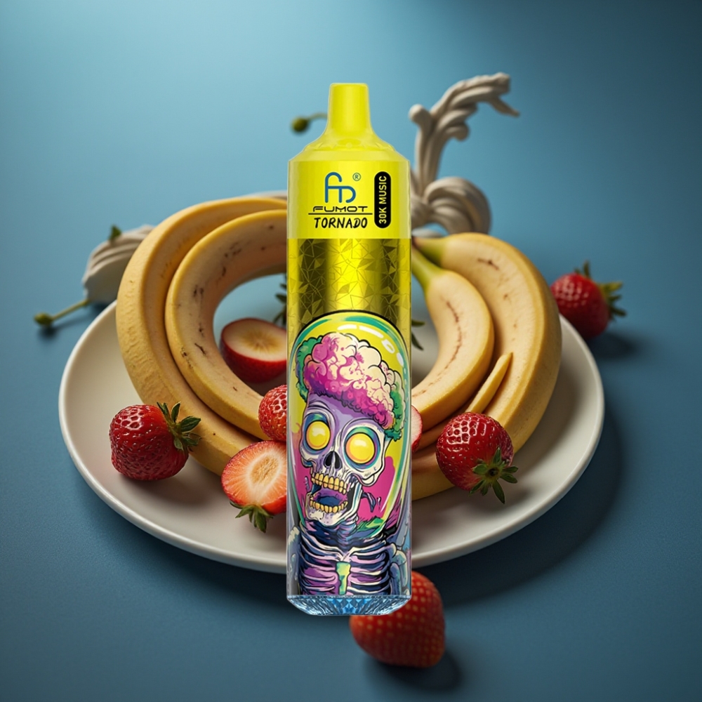 Fumot RandM Tornado 30000 Puffs Disposable Vape موز فراولة - 30mL, 5%