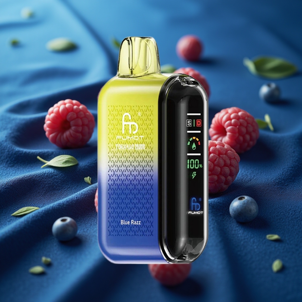 Fumot Tornado 20000 نفخة بنكهة التوت الأزرق مع بطارية 850mAh وشاشة ذكية