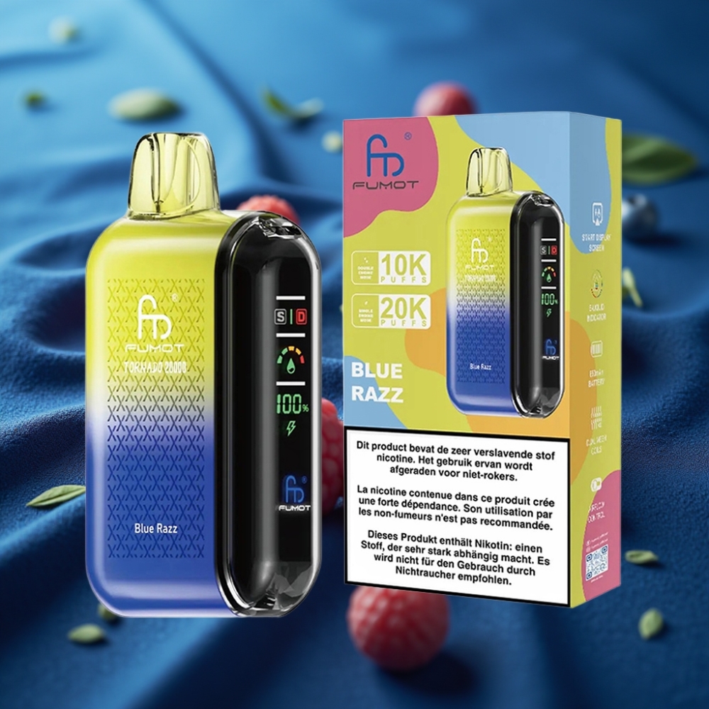 Fumot Tornado 20000 نفخة بنكهة التوت الأزرق مع بطارية 850mAh وشاشة ذكية