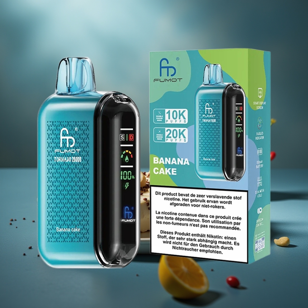 Fumot Tornado 20000 Puffs Dual Mesh Banana Cake Disposable Vape