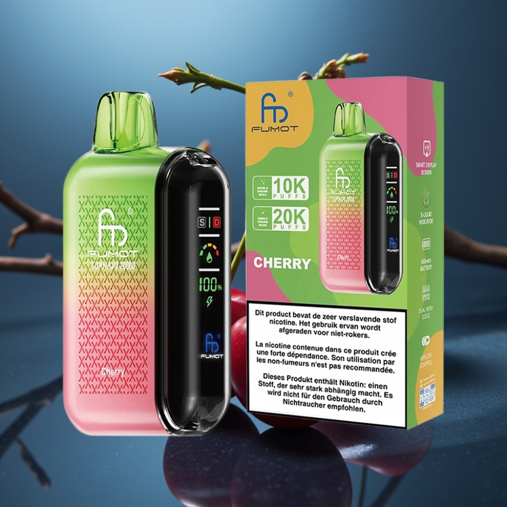 Fumot Tornado 20000 Puffs Dual Mesh Cherry Disposable Vape - كرز