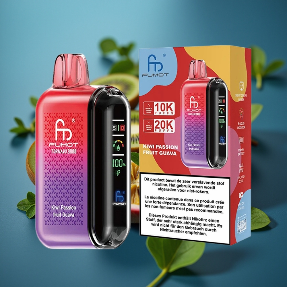 Fumot Tornado 20000 Puffs Dual Mesh Coil Kiwi فاكهة العاطفة جوافة