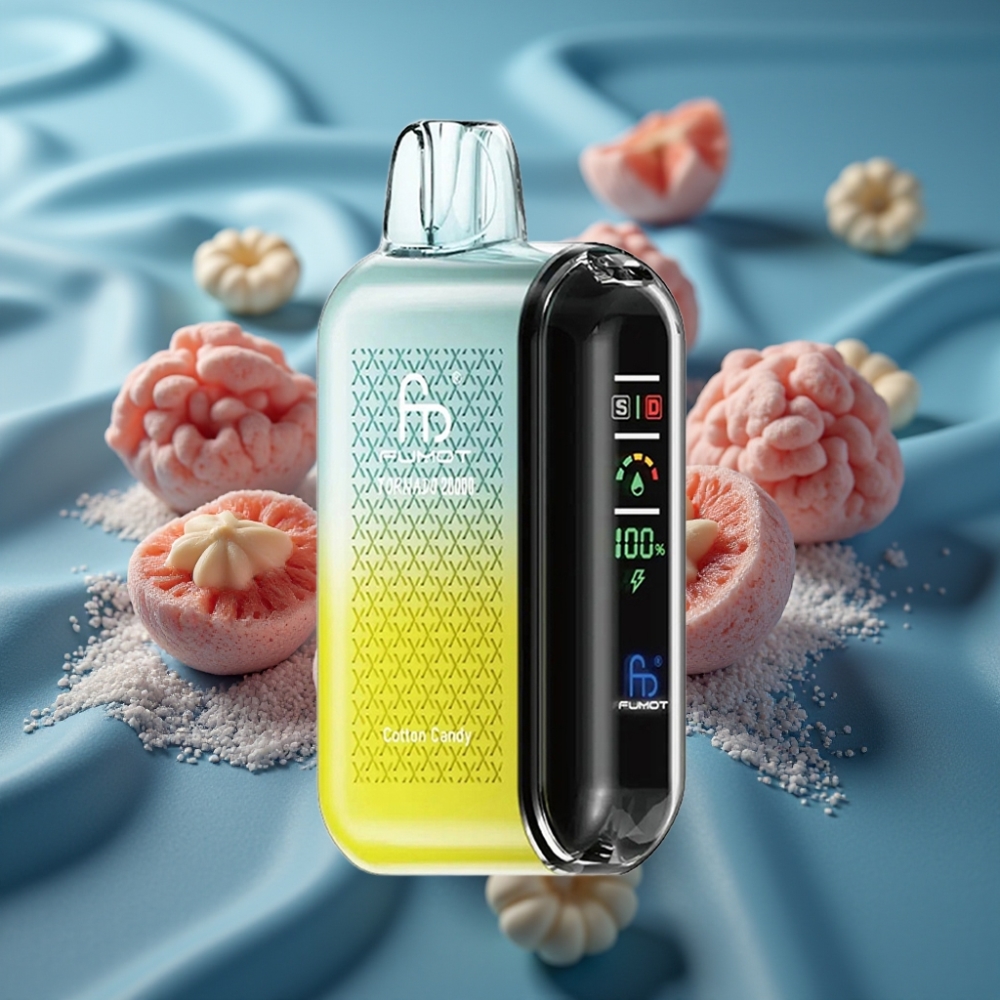 Fumot Tornado 20000 Puffs Dual Mesh Cotton Candy علبة سجائر إلكترونية