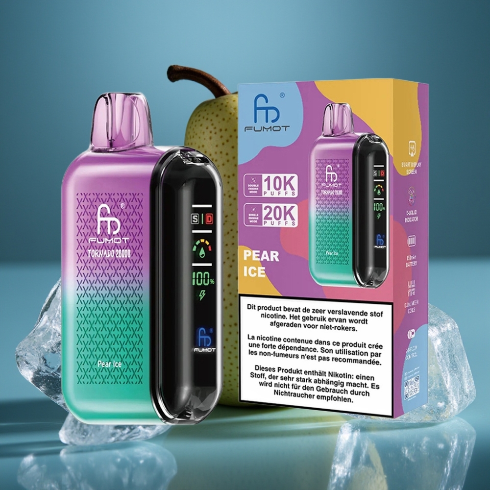Fumot Tornado 20000 Puffs Dual Mesh Pear Ice جهاز تبخير لمرة واحدة