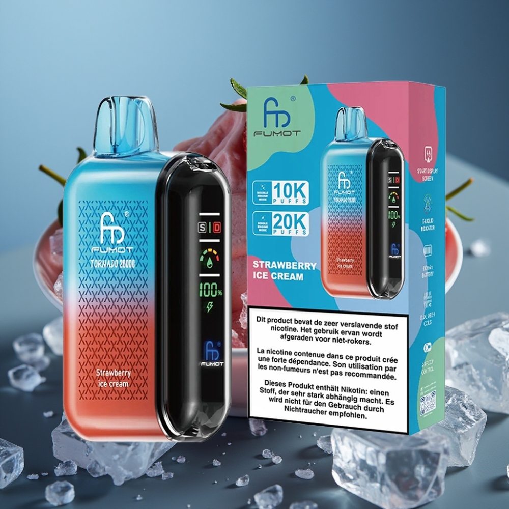 Fumot Tornado 20000 Puffs Dual Mesh Strawberry Ice Cream Disposable Vape