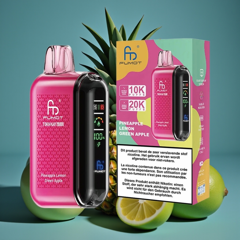 Fumot Tornado 20000 Puffs Dual Mesh أناناس ليمون تفاح أخضر
