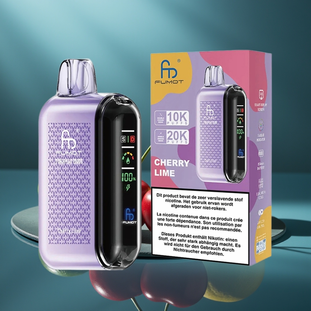 Fumot Tornado 20000 Puffs Dual Mesh كرز ليمون vape supplier Kuwait