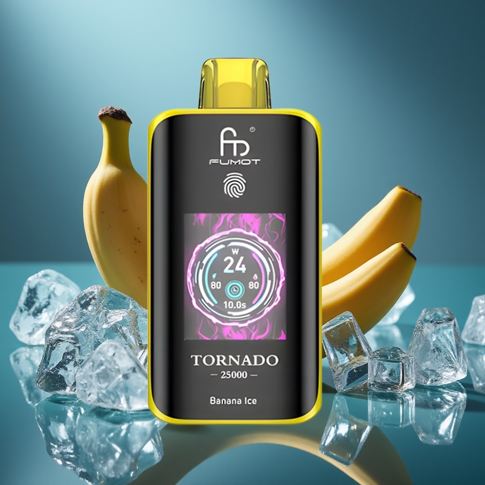 Fumot Tornado 25000 نفخة شاشة إتش دي بطارية 700 ملي أمبير نكهة موز مثلج