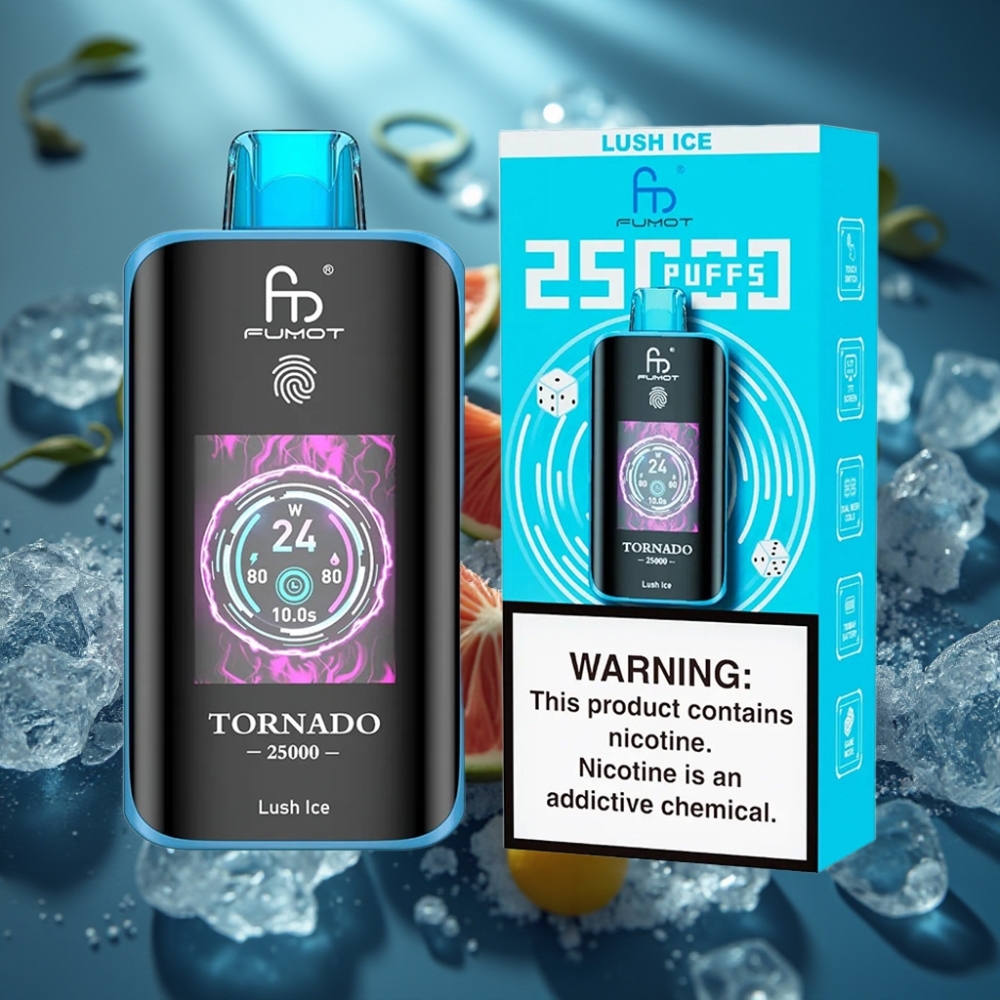 Fumot Tornado 25000 نفخة - شاشة HD - بطارية 700 مللي أمبير - بنكهة الآيس المثلج