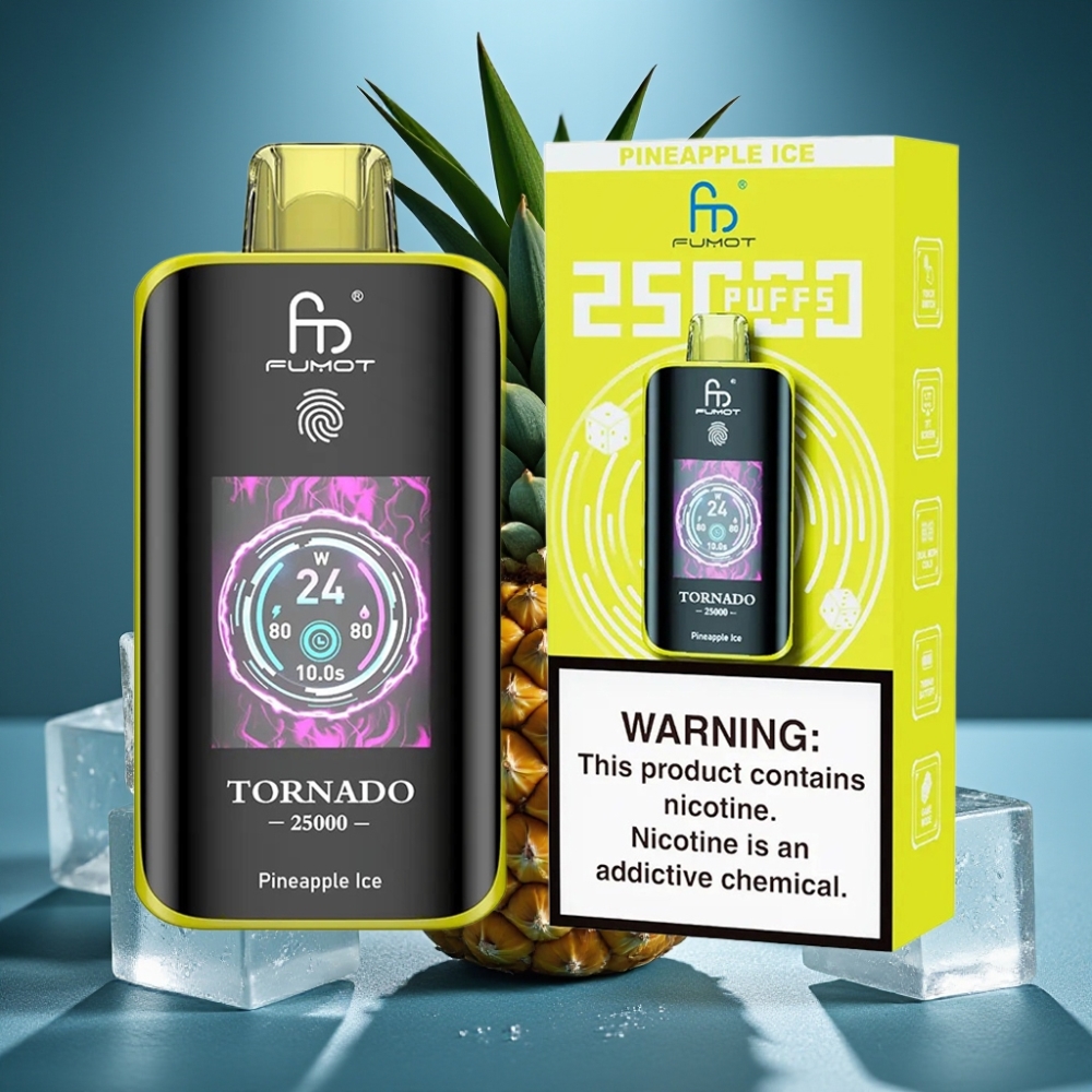 Fumot Tornado 25000 نفخة - شاشة HD - بطارية 700 مللي أمبير - أناناس آيس