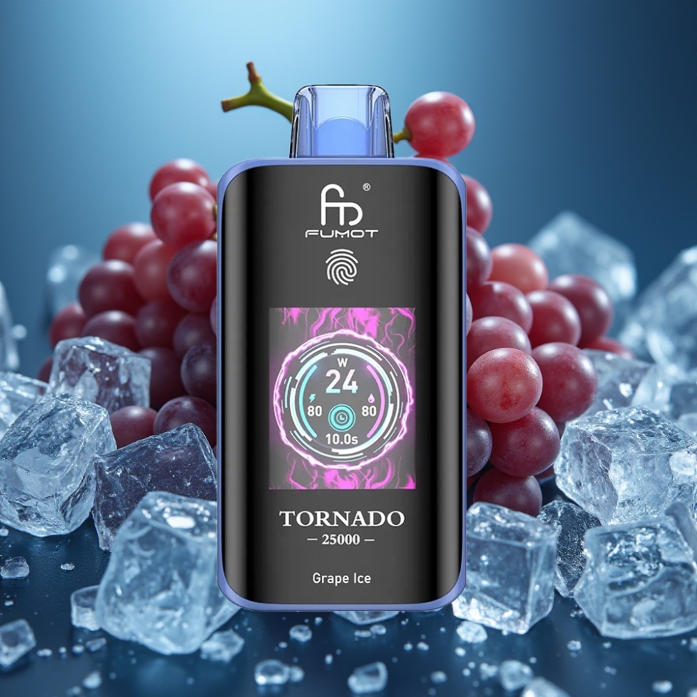 Fumot Tornado 25000 نفخة شاشة HD بطارية 700 مللي أمبير بنكهة عنب مثلج