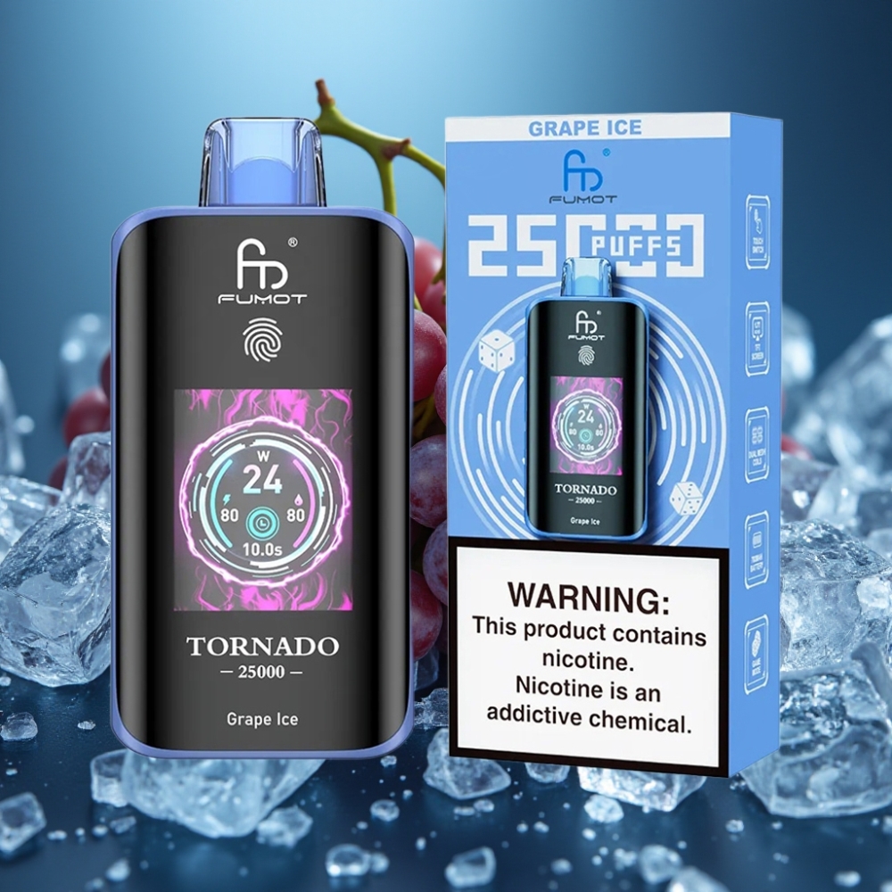 Fumot Tornado 25000 نفخة شاشة HD بطارية 700 مللي أمبير بنكهة عنب مثلج