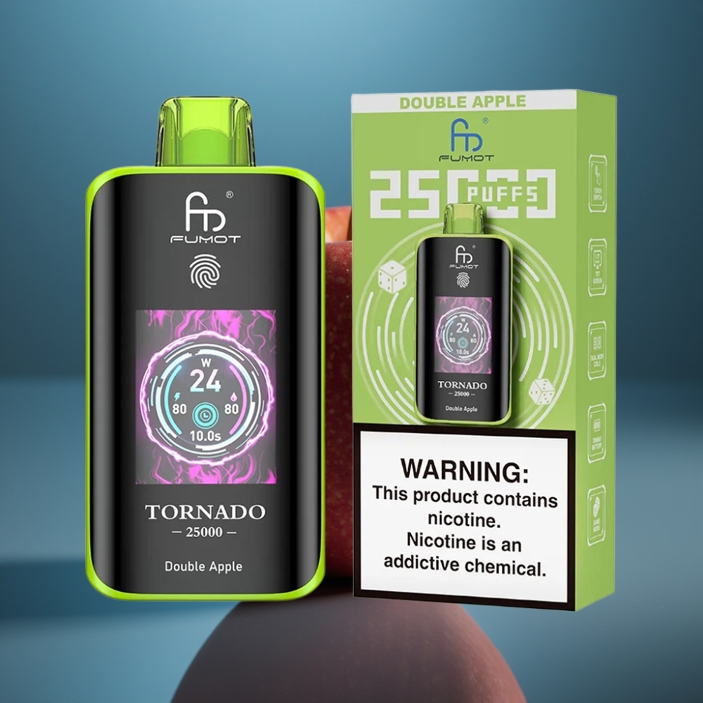 Fumot Tornado 25000 نفخة - شاشة HD - بطارية 700 مللي أمبير - تفاحتين