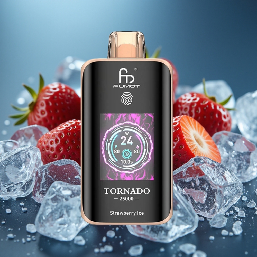 Fumot Tornado 25000 نفحة شاشة HD بطارية 700mAh بنكهة فراولة آيس