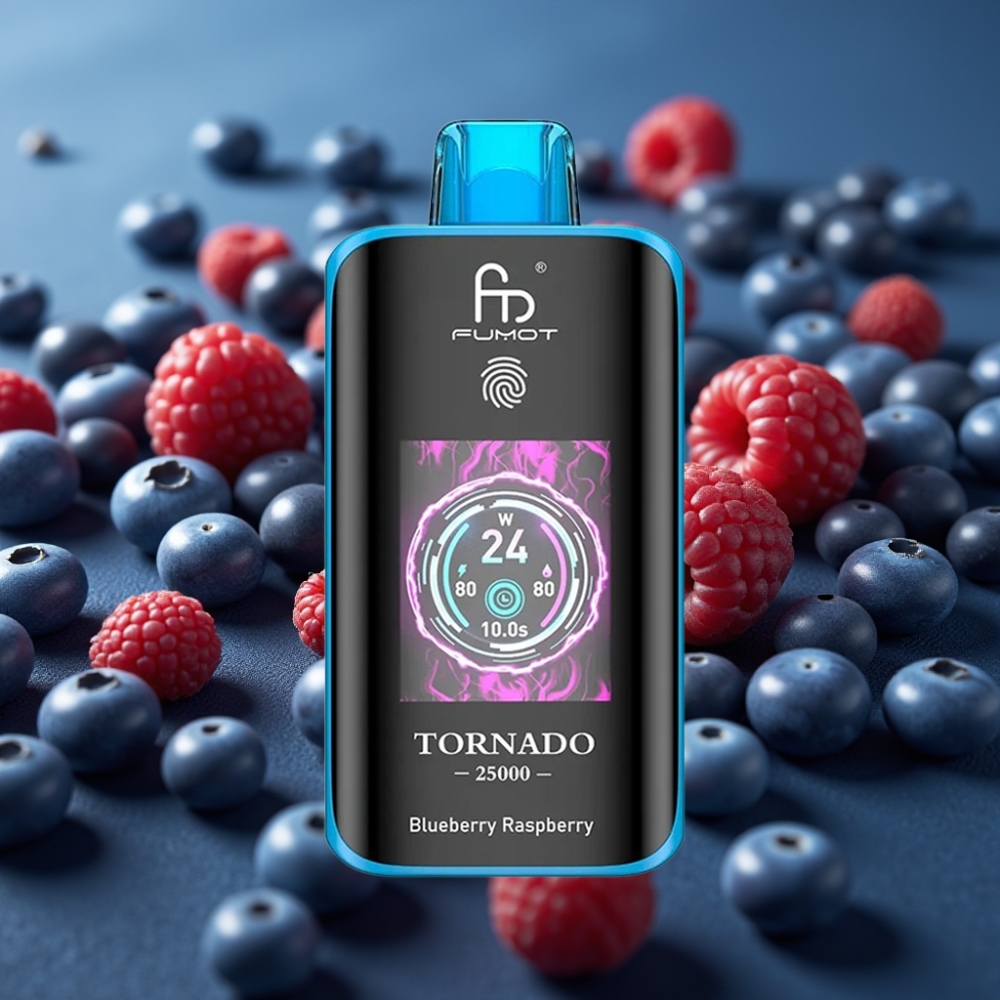 Fumot Tornado 25000 نفحة - توت أزرق وتوت العليق - شاشة HD - بطارية 700mAh