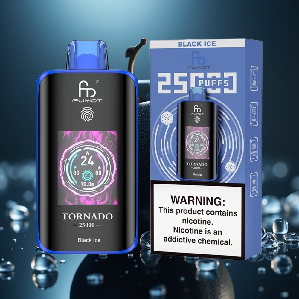 Fumot Tornado 25000 نفخة شاشة HD - أسود جليدي vape supplier Kuwait