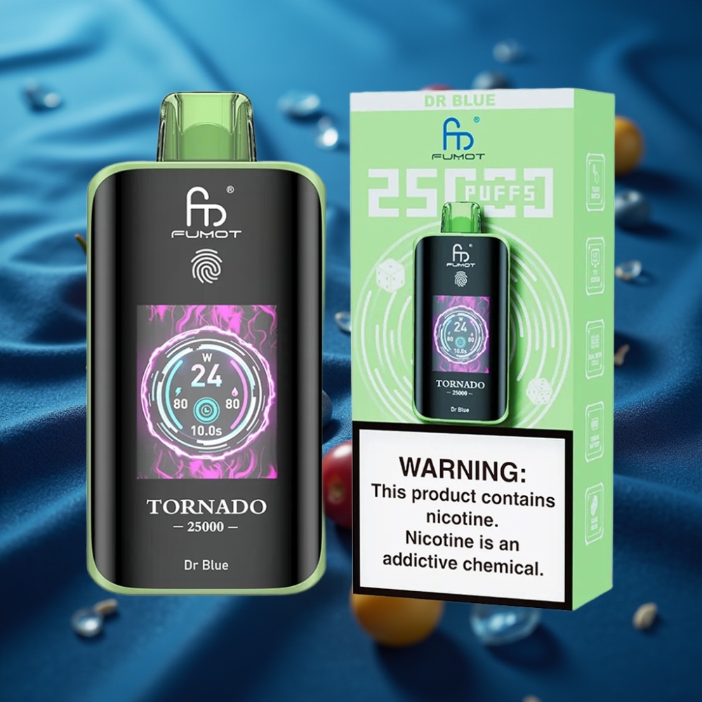 Fumot Tornado 25000 Puffs شاشة عالية الدقة 20مل سائل إلكتروني بطارية 700مللي أمبير در بلو