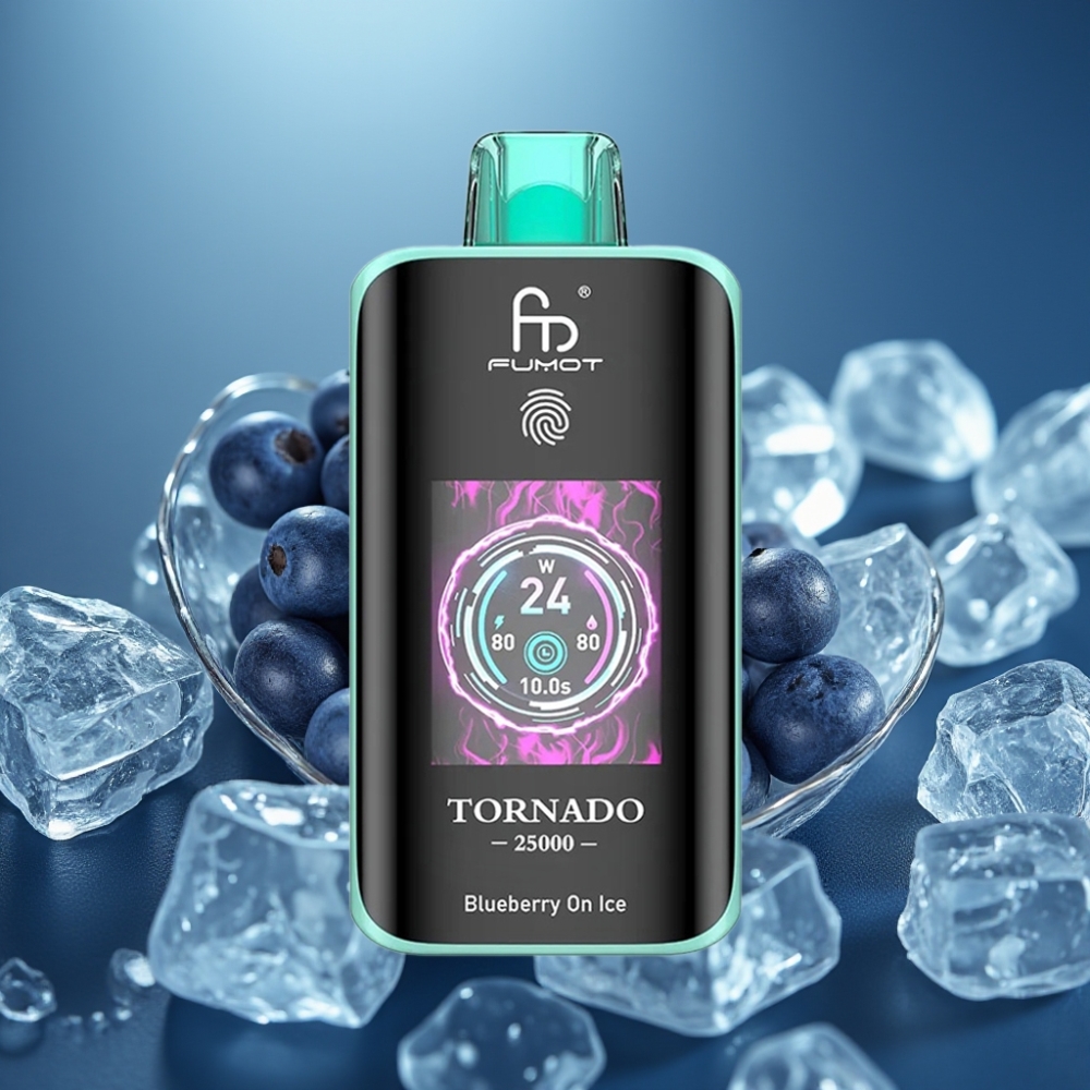 Fumot Tornado 25000 Puffs شاشة HD بطارية 700mAh نكهة التوت الأزرق المثلج