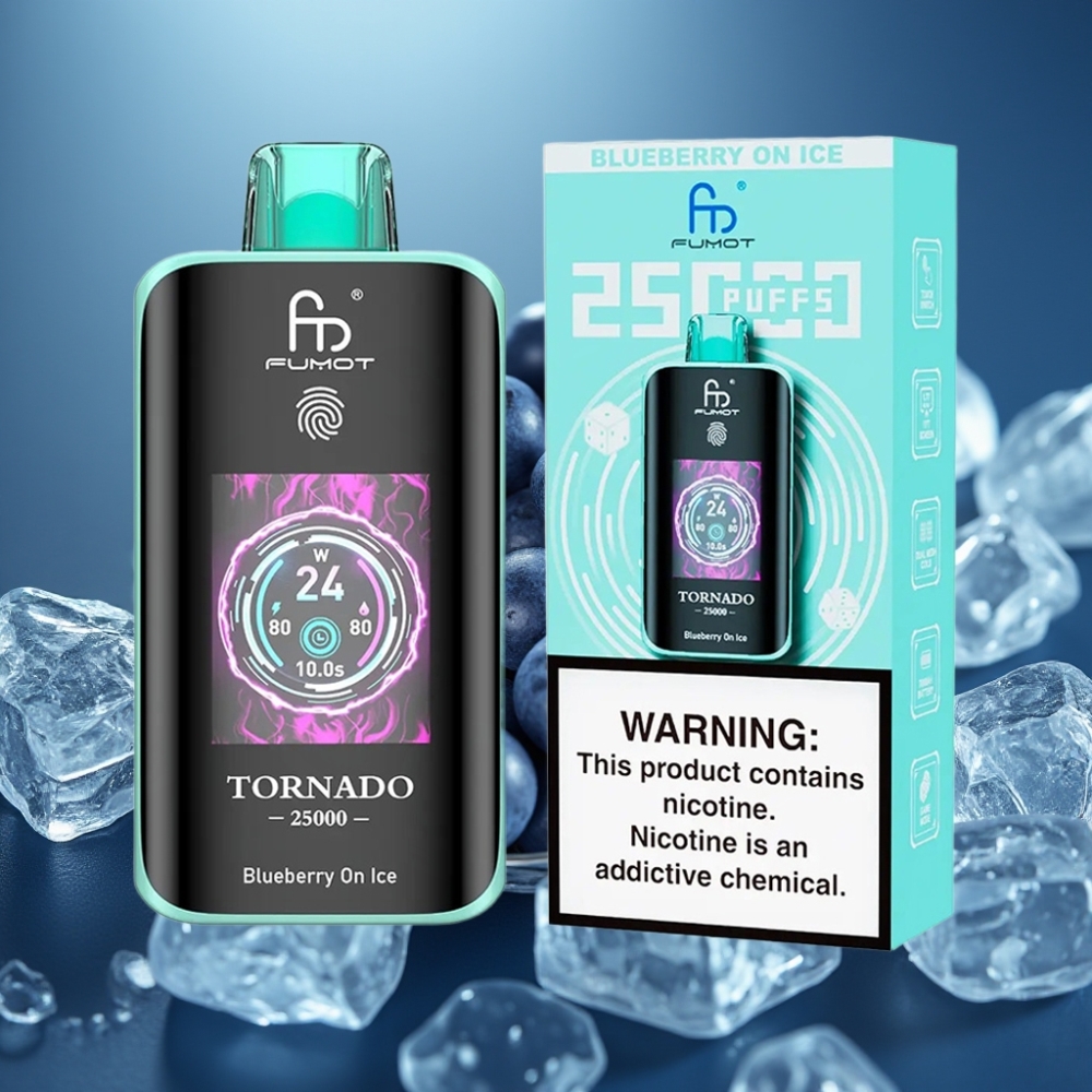 Fumot Tornado 25000 Puffs شاشة HD بطارية 700mAh نكهة التوت الأزرق المثلج