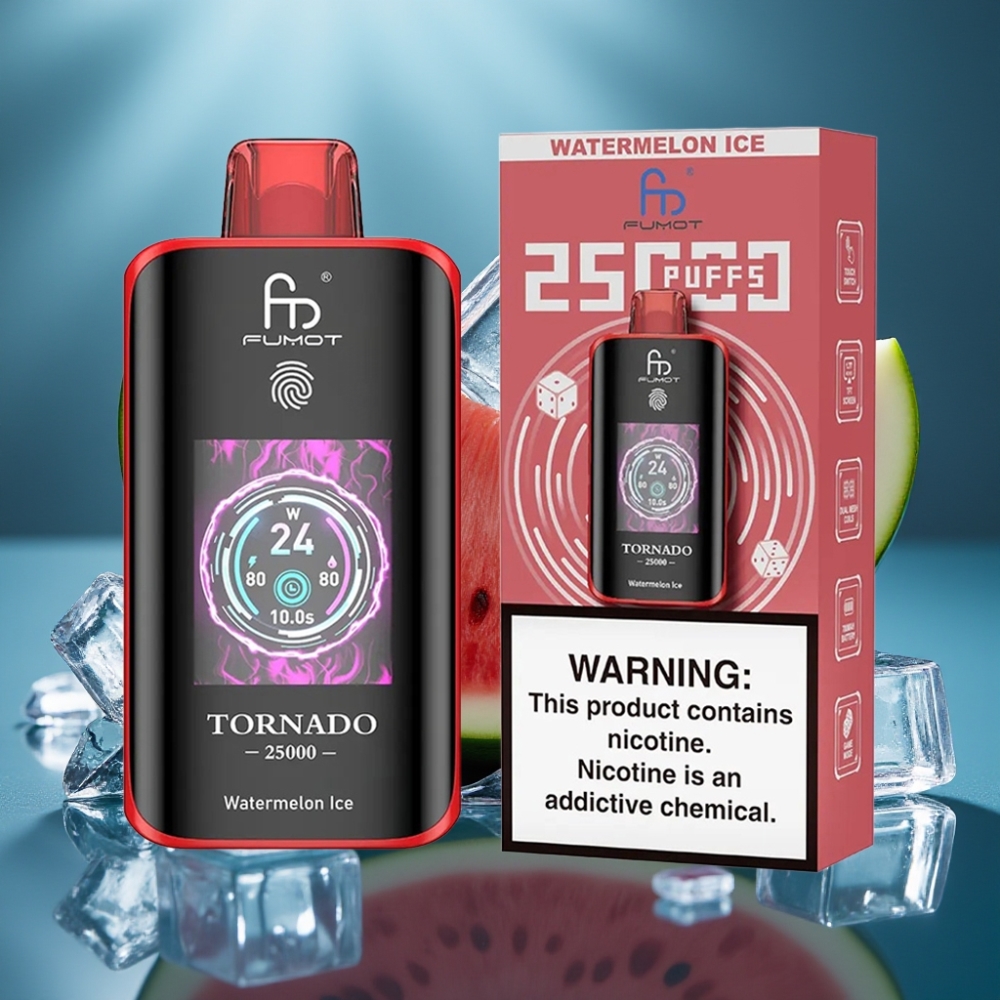 Fumot Tornado 25000 Puffs بشاشة HD بطارية 700mAh بنكهة بطيخ مثلج