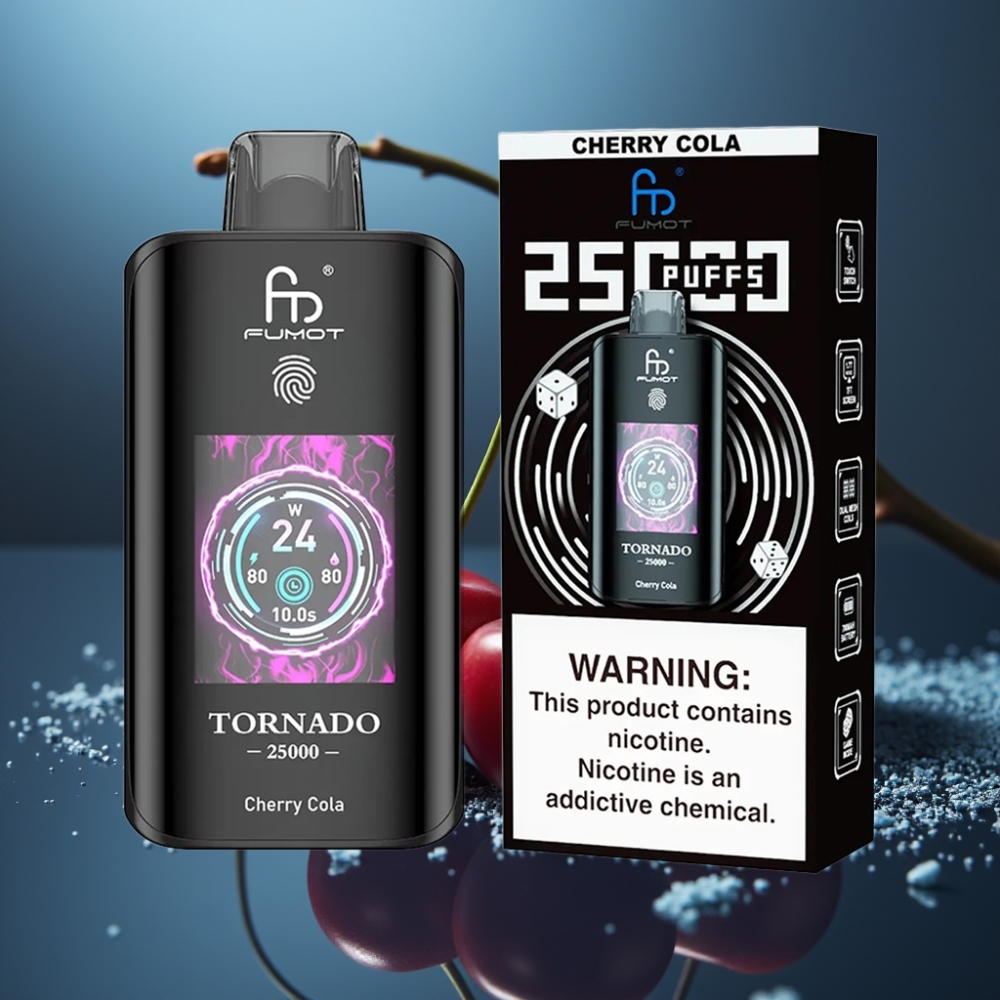 Fumot Tornado 25000 Puffs شيري كولا شاشة HD بطارية 700mAh