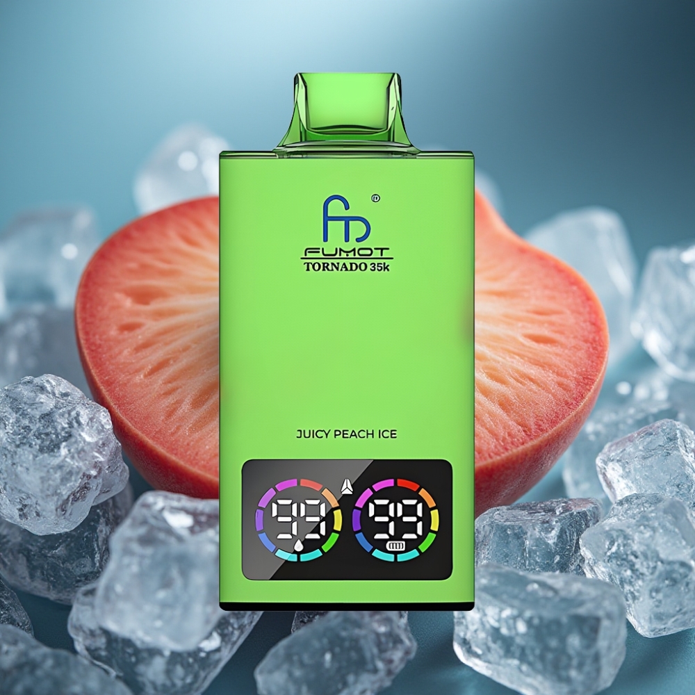 Fumot Tornado 35K Disposable Vape - خوخ مثلج - Dual Mesh Coil - USB-C - 35000 نفخة