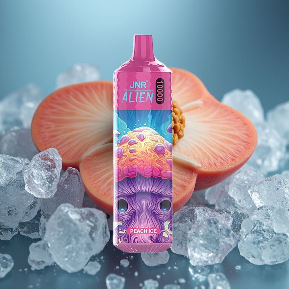 JNR Alien 10000 Puffs بخوخ مثلج - 850mAh بطارية، شحن سريع Type-C، أضواء LED