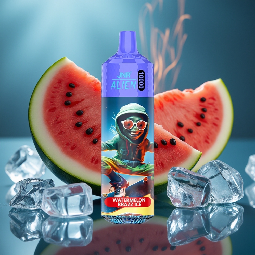 JNR Alien 10000 Puffs بطعم البطيخ البرازيلي الجليدي مع إضاءة LED وشاحن Type-C