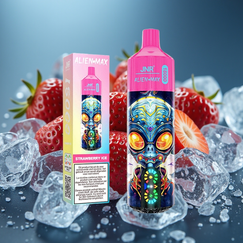 JNR Alien Max 18000 Puffs بشاشة LED ثنائي المِش وبطارية 850mAh - فراولة مثلجة