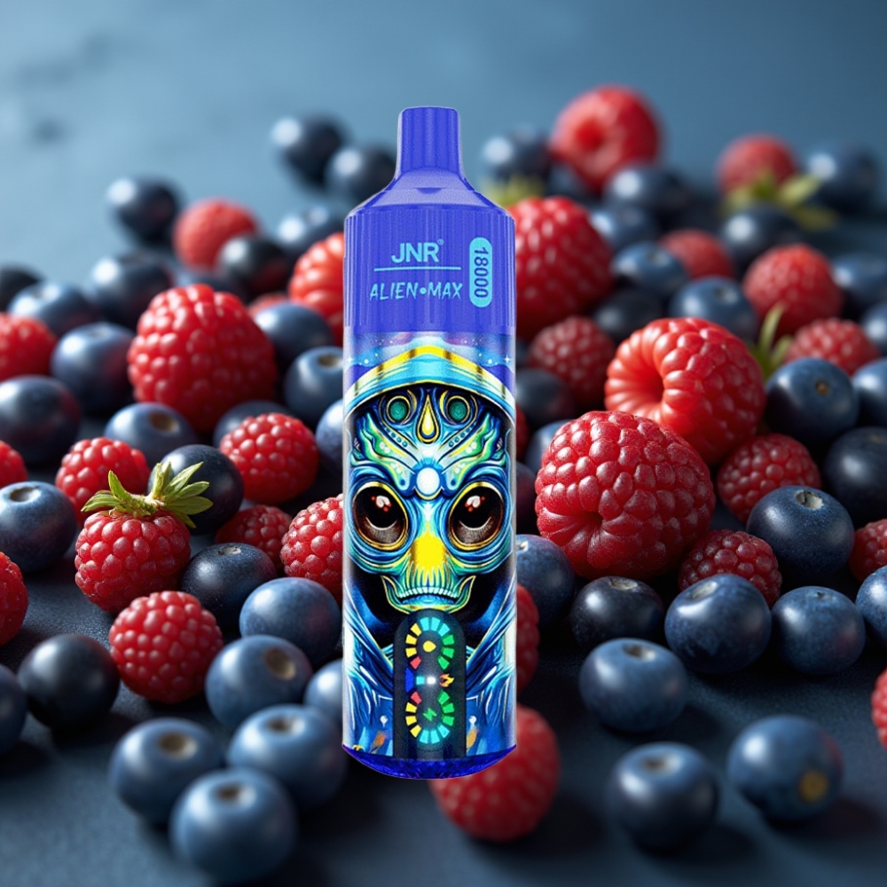JNR Alien Max 18000 Puffs بشريط التوت المختلط - شاشة LED ذكية، شحن Type-C، 28مل