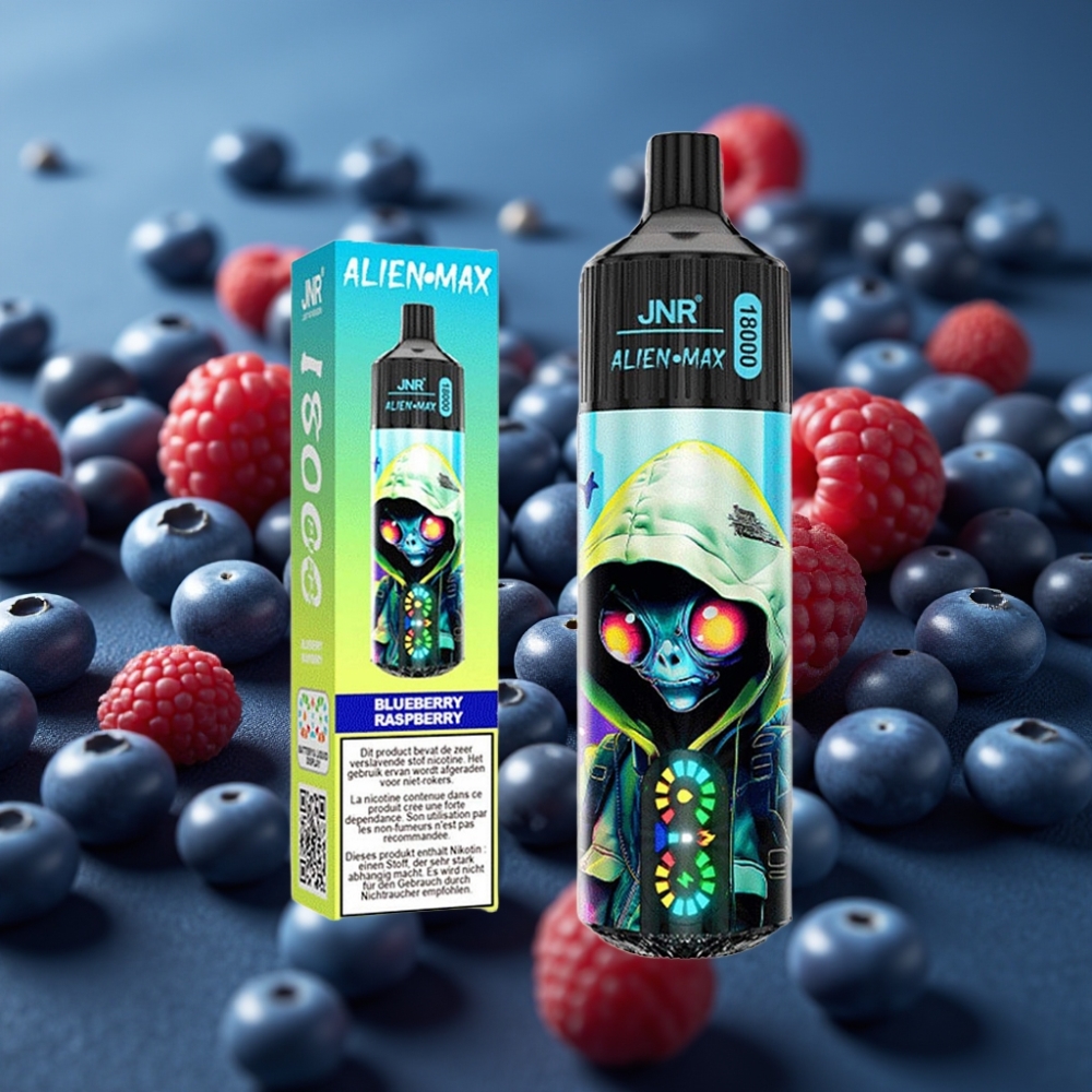 JNR Alien Max 18000 Puffs بشاشة LED ذكية ونكهة توت عُلّي وتوت أزرق