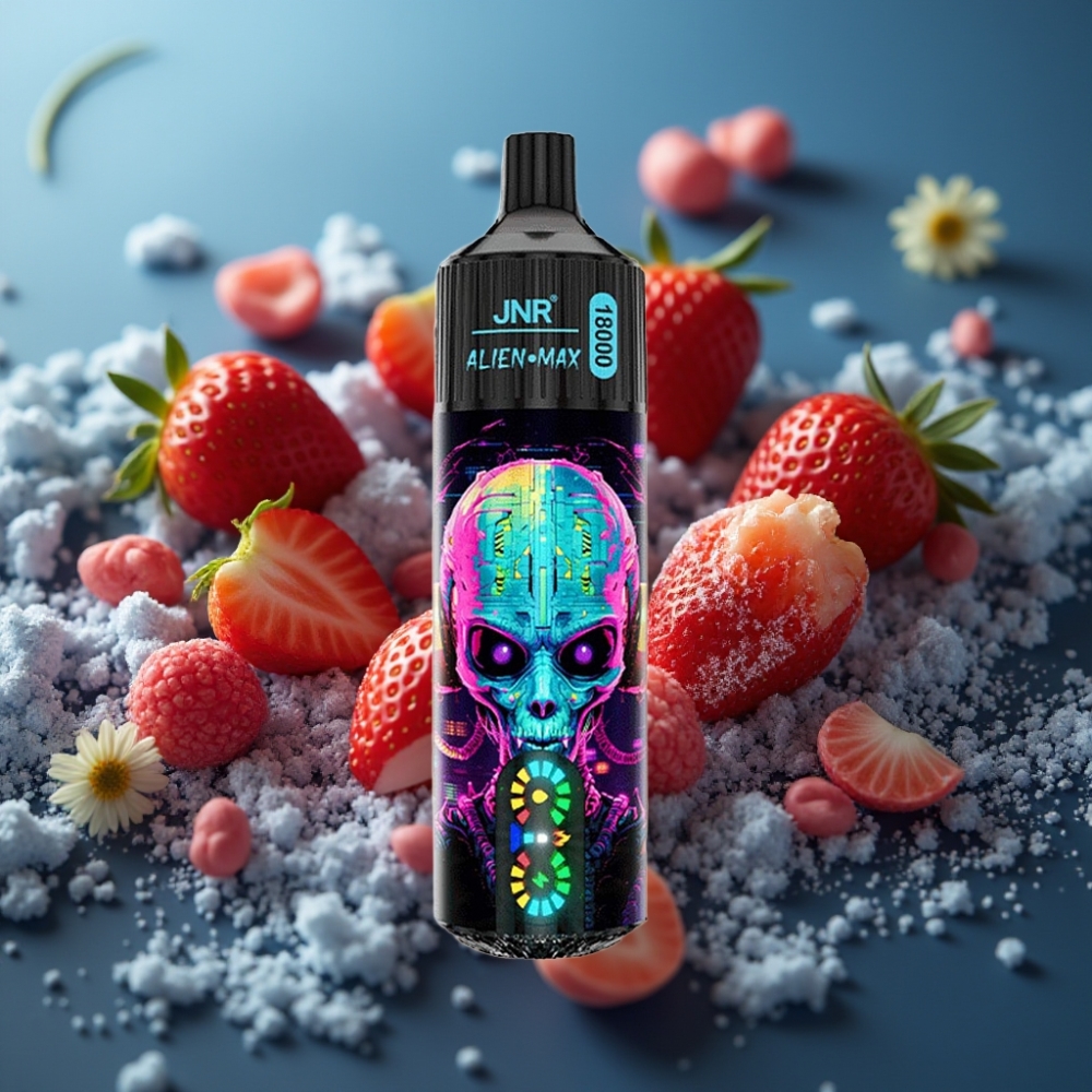 JNR Alien Max 18000 Puffs فيب مع شاشة LED وملف مزدوج - فراولة هبا بوبا