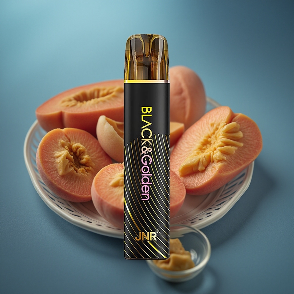 JNR Black&Golden 600+200 Puffs بخوخ مانجو Disposable Vape