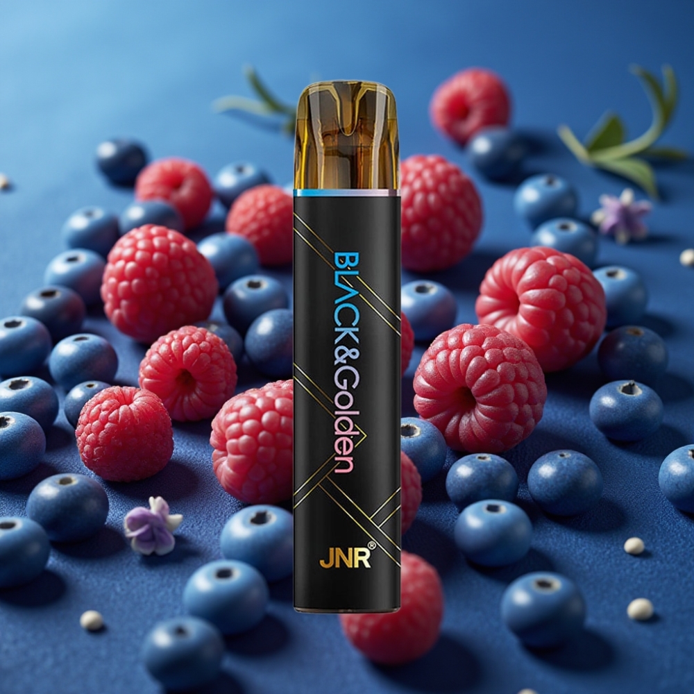 JNR Black&Golden 800 Puffs Disposable Vape - توت أزرق كرز (Blue Razz Cherry)