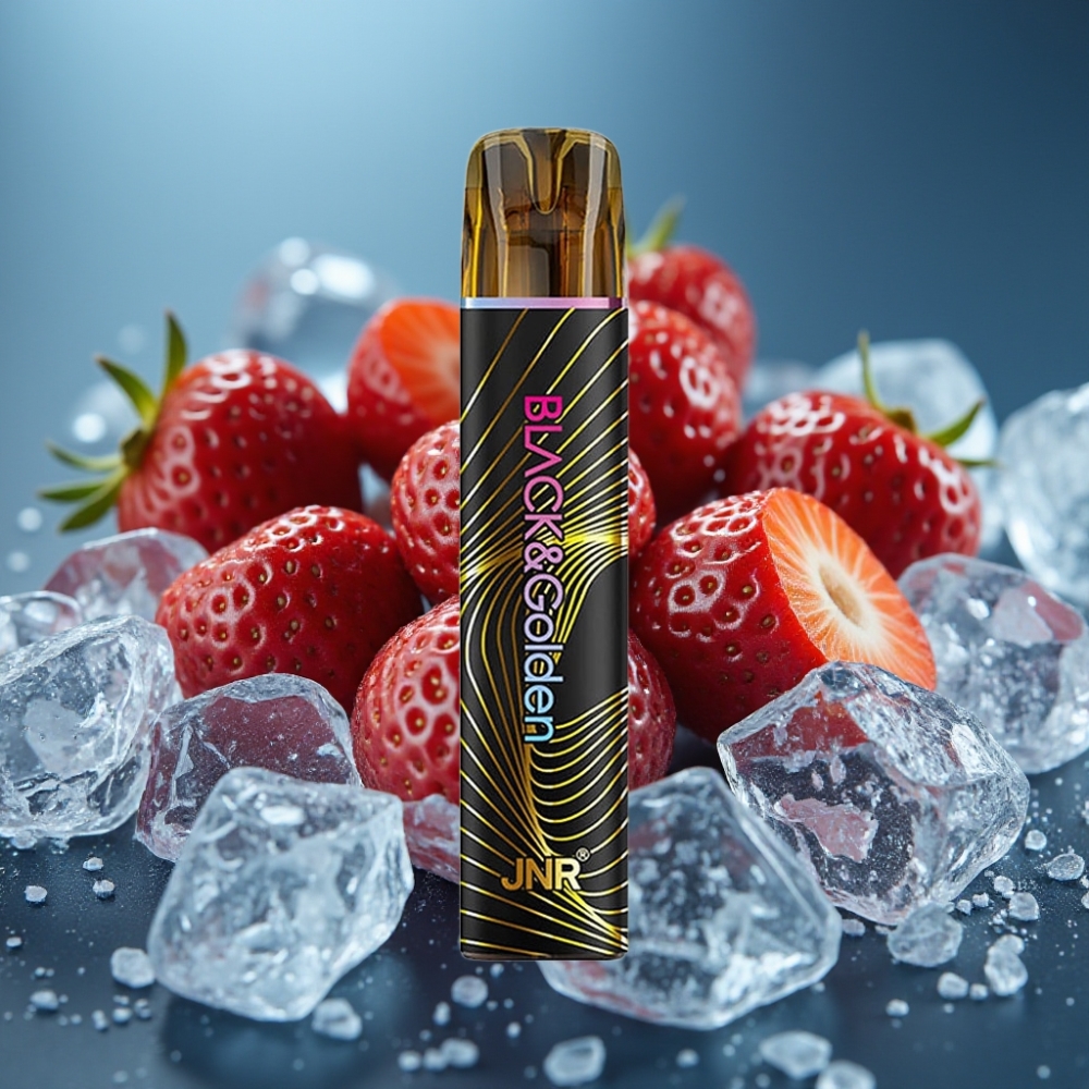 JNR Black&Golden 800 Puffs Strawberry Ice Disposable Vape - JNR أسود وذهبي 800 نفخة فراولة آيس