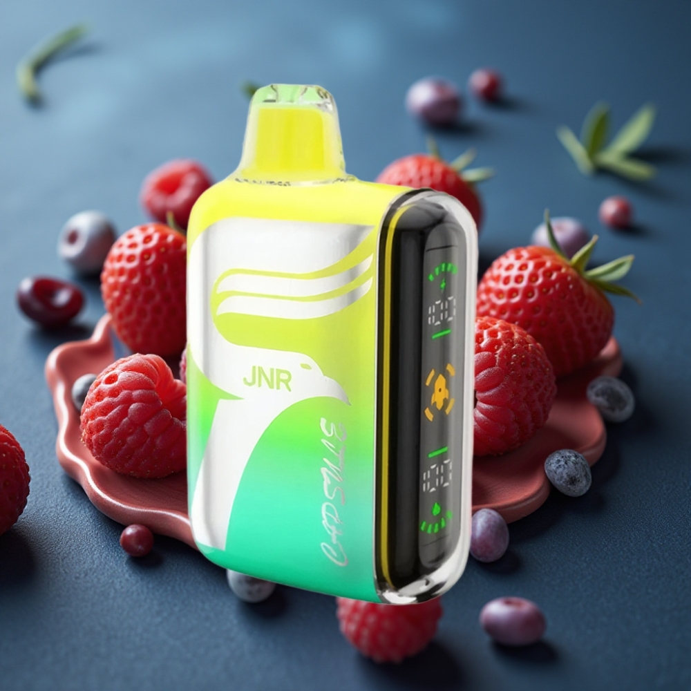 JNR Capsule 15000 نفخة – فراولة توت العليق كرز – شاشة ذكية، شحن سريع