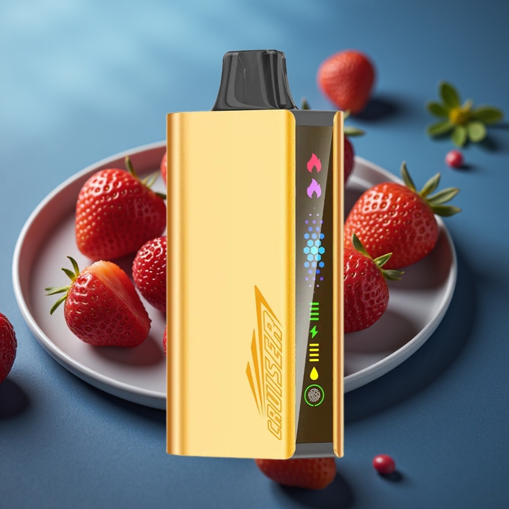 JNR Cruiser 12000 Puffs شريحة فراولة Disposable Vape بشاشة عرض وبطارية مدمجة