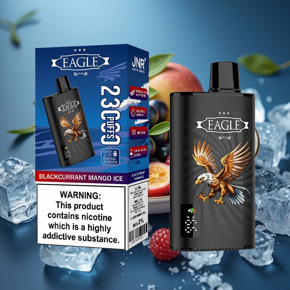 JNR EAGLE Smart 23000 Puffs بشريحة رقمية وتنظيم هواء - مانجو وعنب أسود مثلج