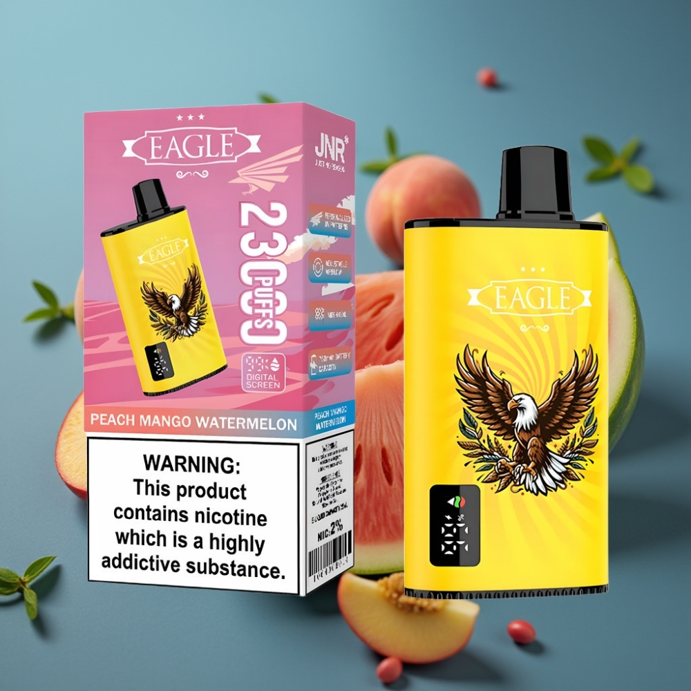 JNR EAGLE Smart 23000 Puffs بشمام خوخ مانجو شاشة رقمية تدفق هواء قابل للتعديل