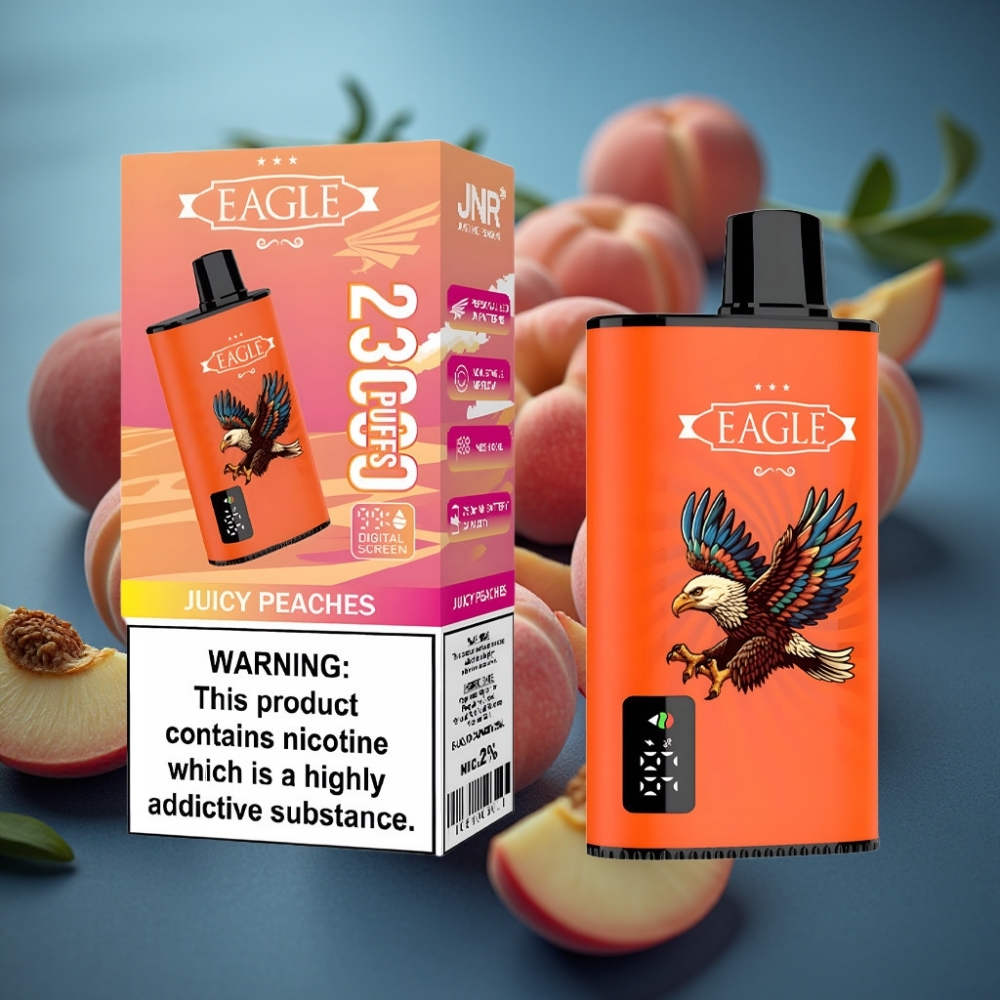 JNR EAGLE Smart 23000 Puffs بشاشة رقمية ونكهة خوخ vape supplier Kuwait