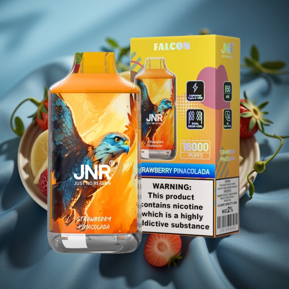 JNR Falcon 16000 Puffs فراولة بينا كولادا - شاشة ذكية، ملف مزدوج، شحن سريع