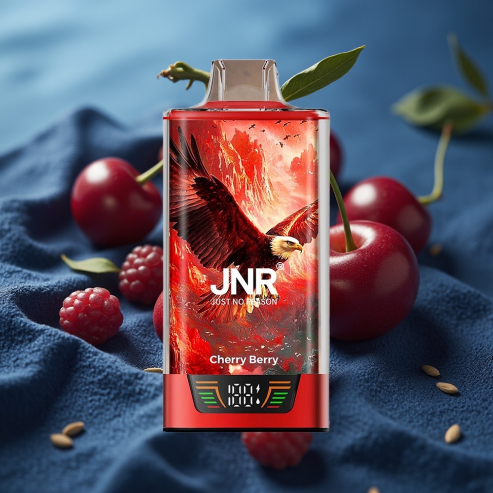 JNR Falcon Pro 28000 جهاز تبخير جريري بطعم الكرز والتوت - 30مل، 950مللي أمبير، شاشة ذكية، شحن نوع سي