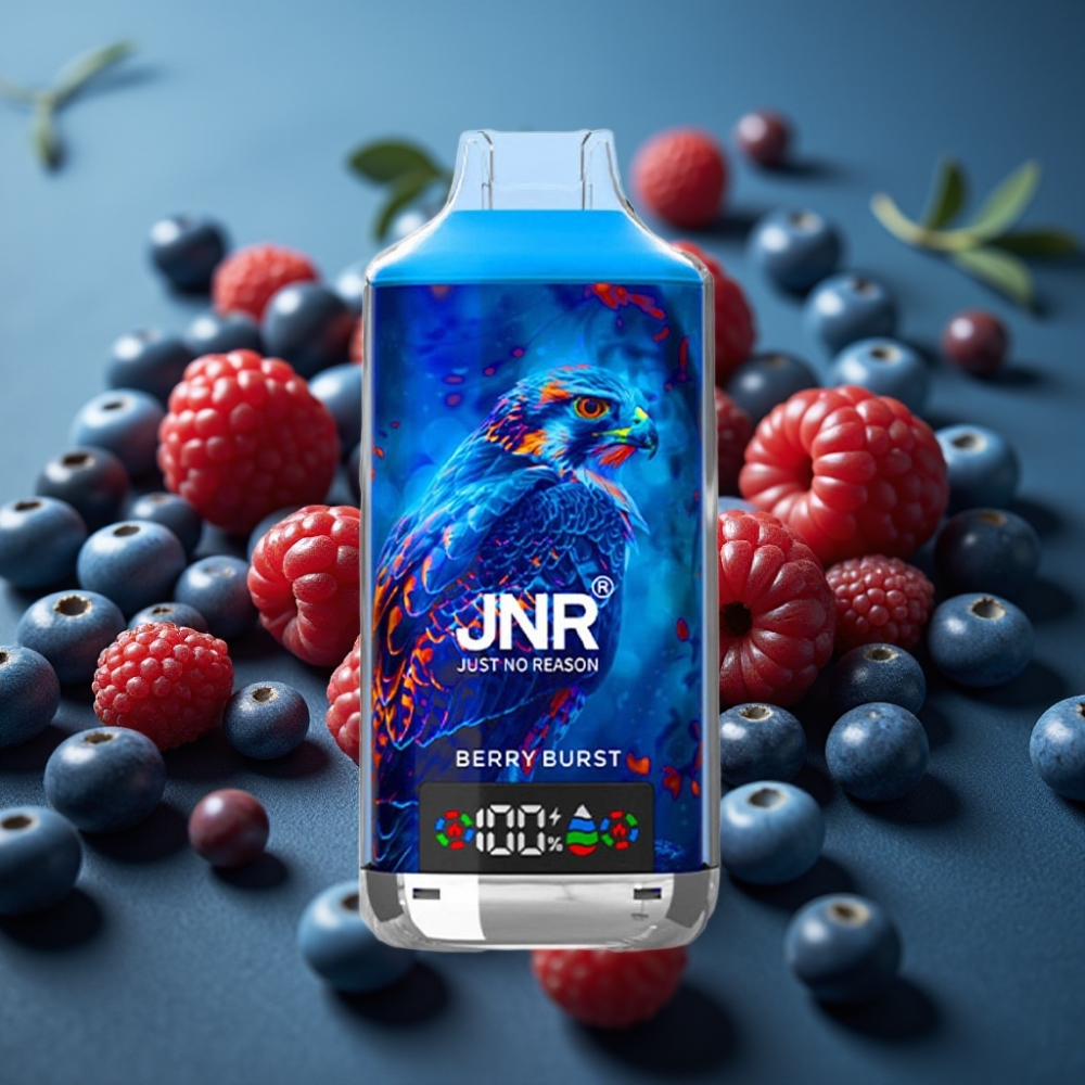 JNR Falcon X 18000 Puffs توت بري (Berry Burst) - شاشة رقمية، شحن سريع Type-C
