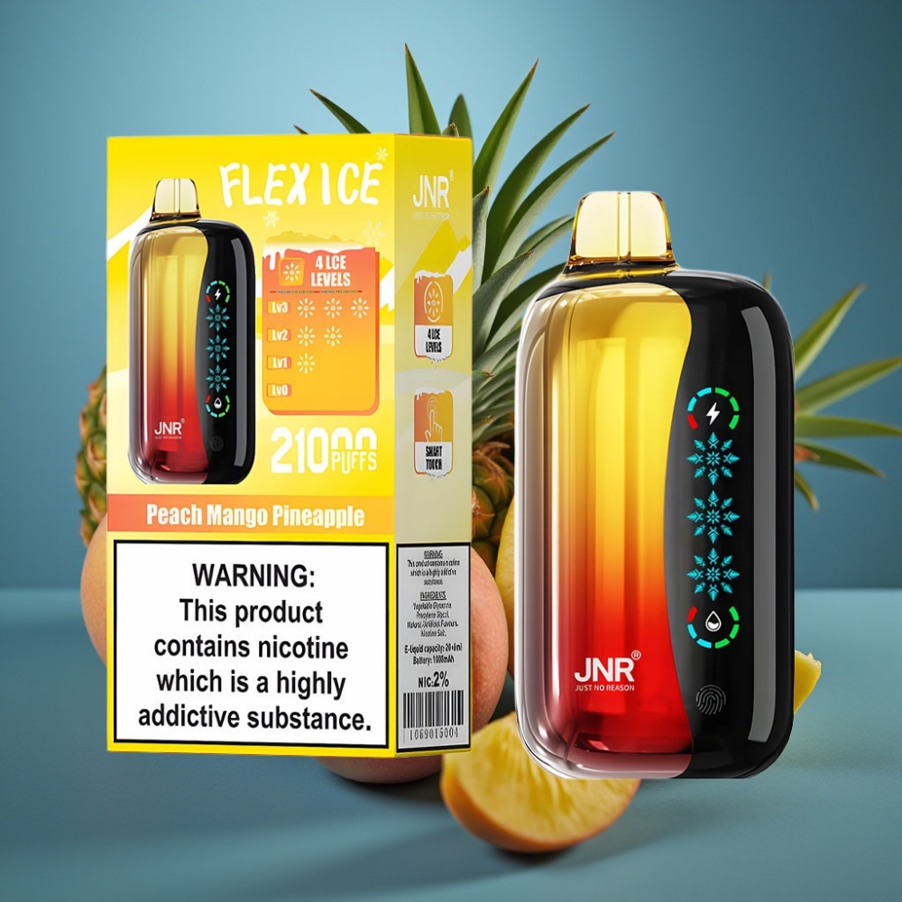 JNR Flex Ice 21000 Puffs Peach Mango Pineapple Disposable Vape - Ice Adjustable, 26ml, Type-C