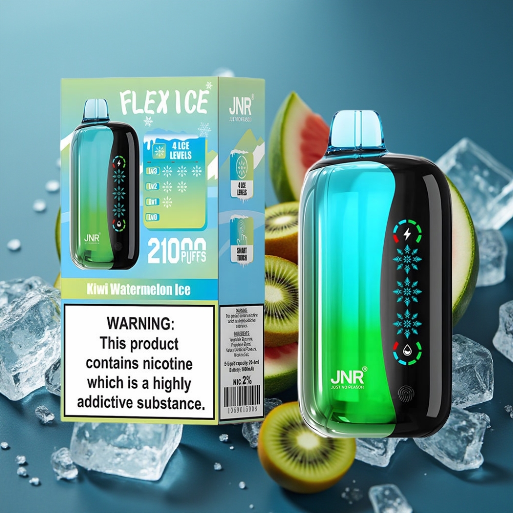 JNR Flex Ice 21000 Puffs مرن مثلجة كيوي بطيخ مع شاشة لمس وضبط هواء